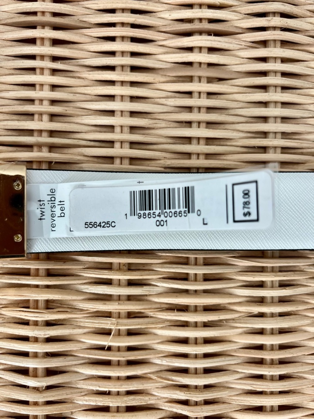 Michael Kors Reversible Leather Belt Black White Gold Buckle Size L NWT - Picture 5 of 5